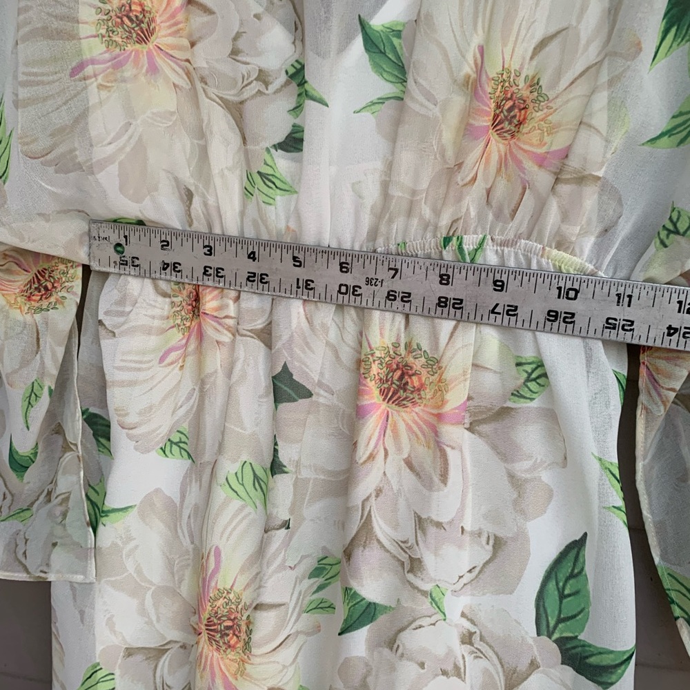 Farm Rio x Anthropologie Dahlia Boho White Chiffon Floral Maxi Dress Size S - Picture 13 of 15